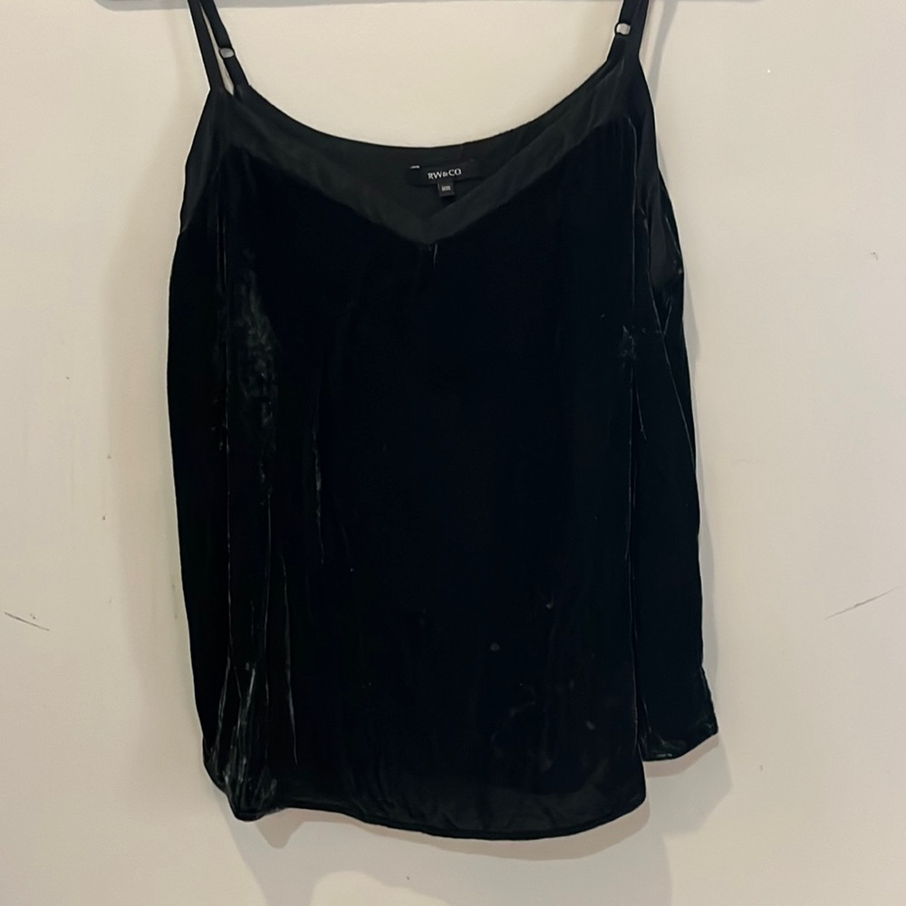 Forest green velvet spaghetti stapped tank from RW&Co.
